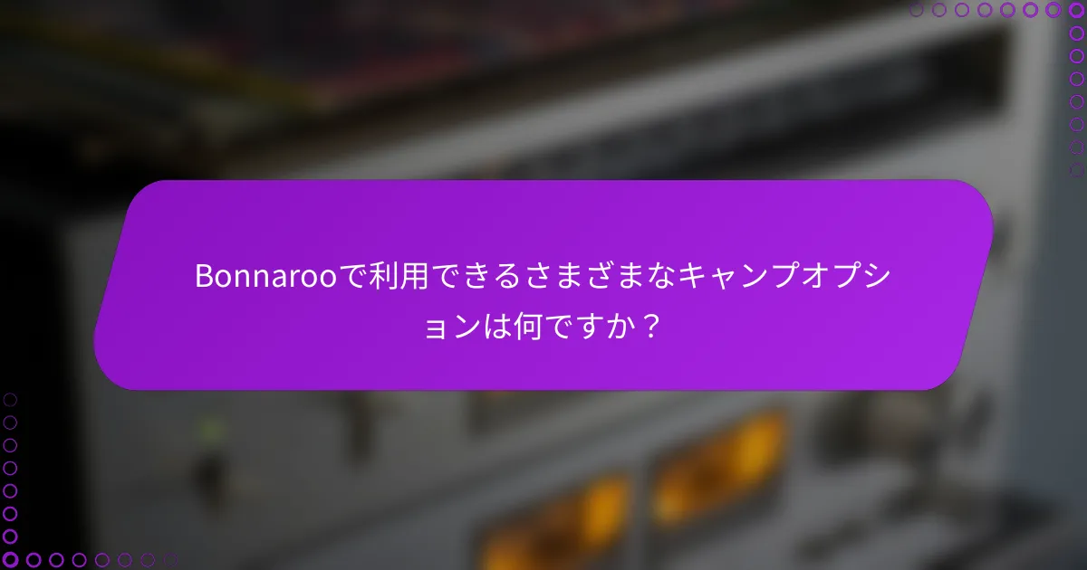 Bonnarooで利用できるさまざまなキャンプオプションは何ですか？