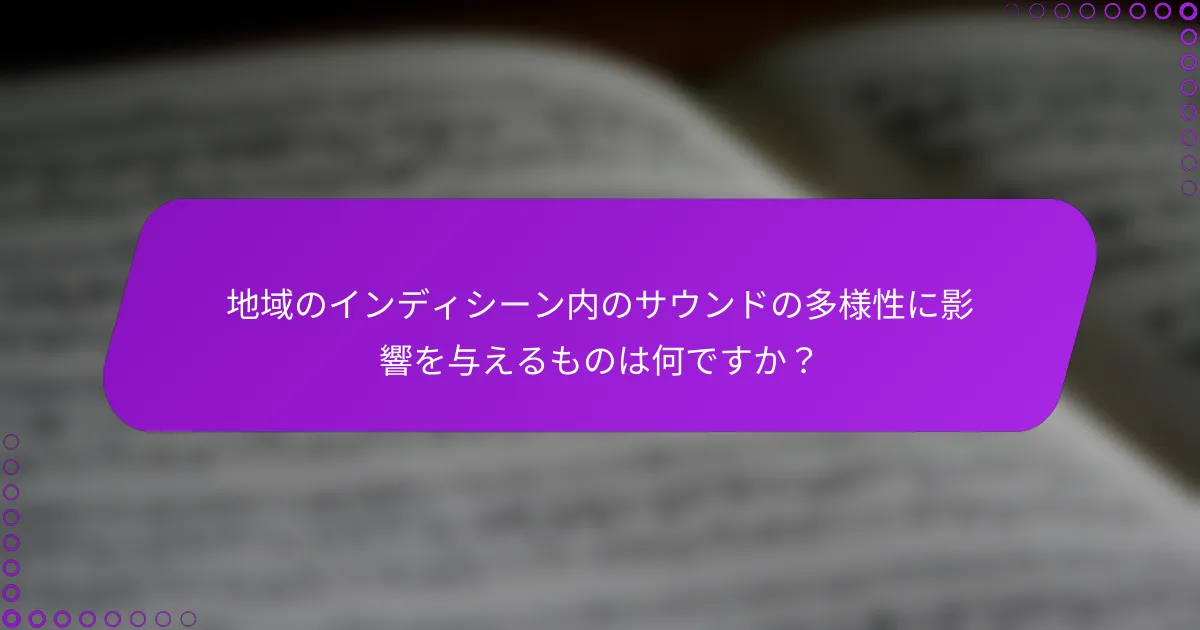 地域のインディシーン内のサウンドの多様性に影響を与えるものは何ですか？
