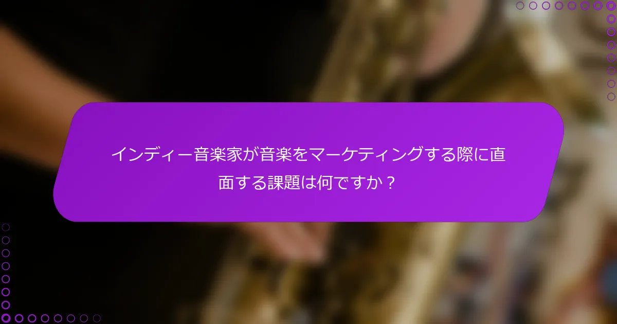 インディー音楽家が音楽をマーケティングする際に直面する課題は何ですか？