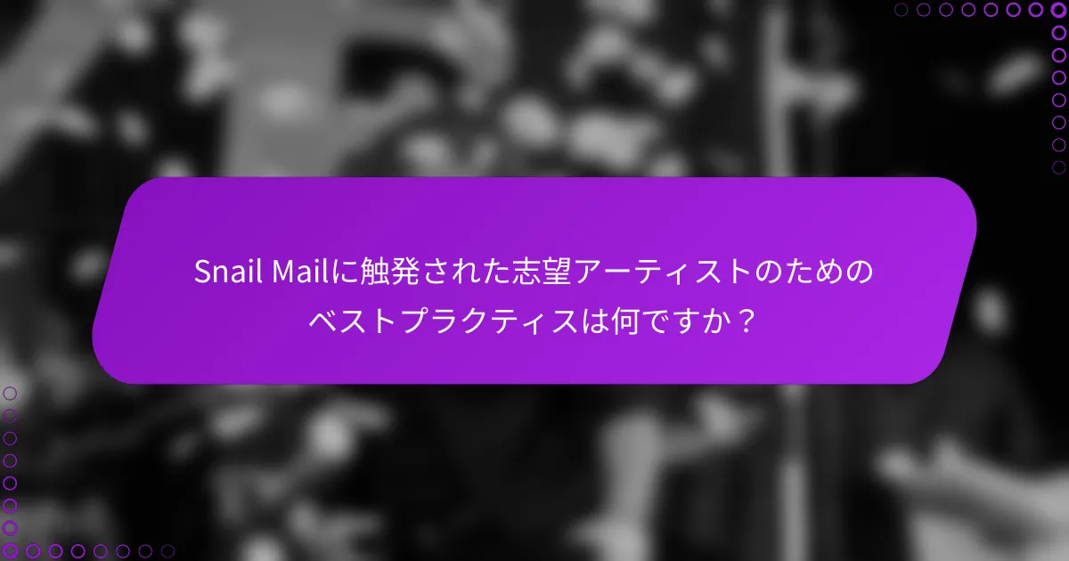 Snail Mailに触発された志望アーティストのためのベストプラクティスは何ですか？